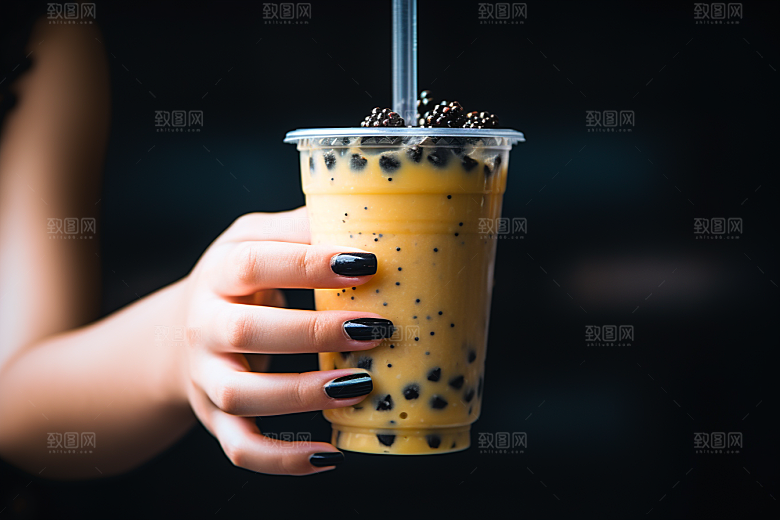 奶茶甜品广告摄影图