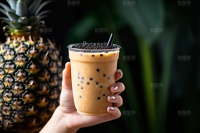 奶茶生活卡路里摄影图