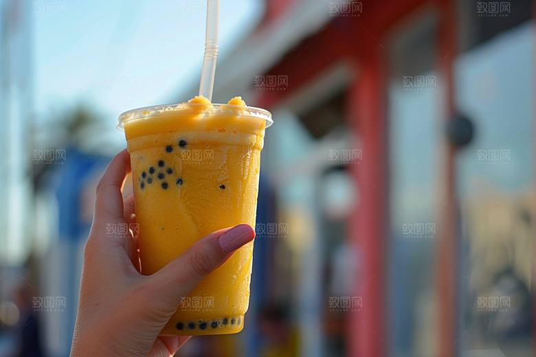 奶茶果茶美味摄影图
