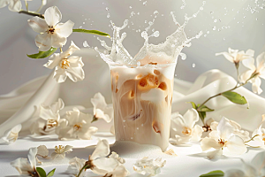 美味奶茶广告春天素材