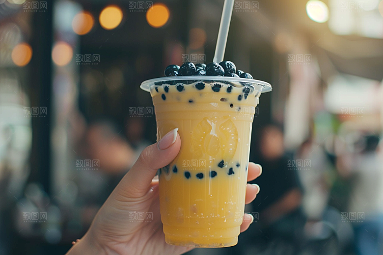 美味奶茶春天清新素材