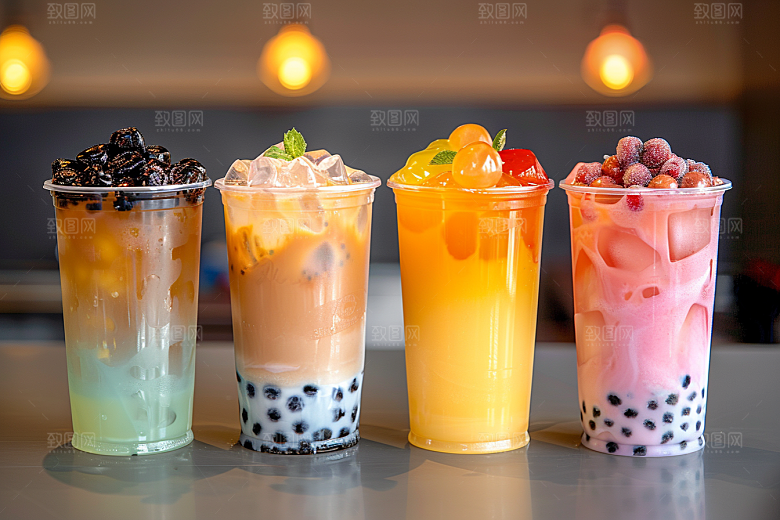 美味奶茶广告果茶素材