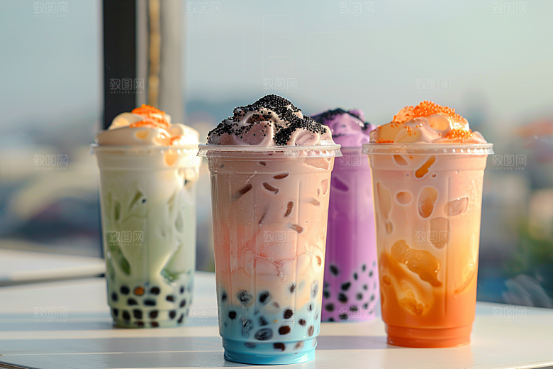 美味奶茶春天珍珠奶茶素材