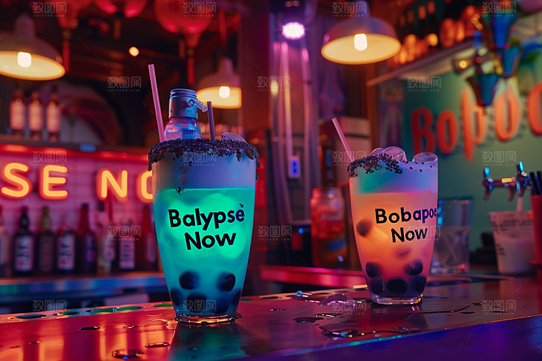 美味奶茶清新果茶素材