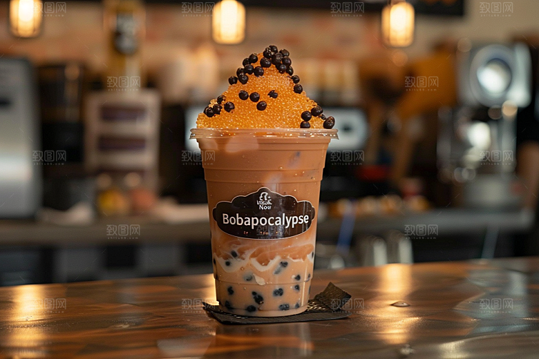 美味奶茶清新春天素材
