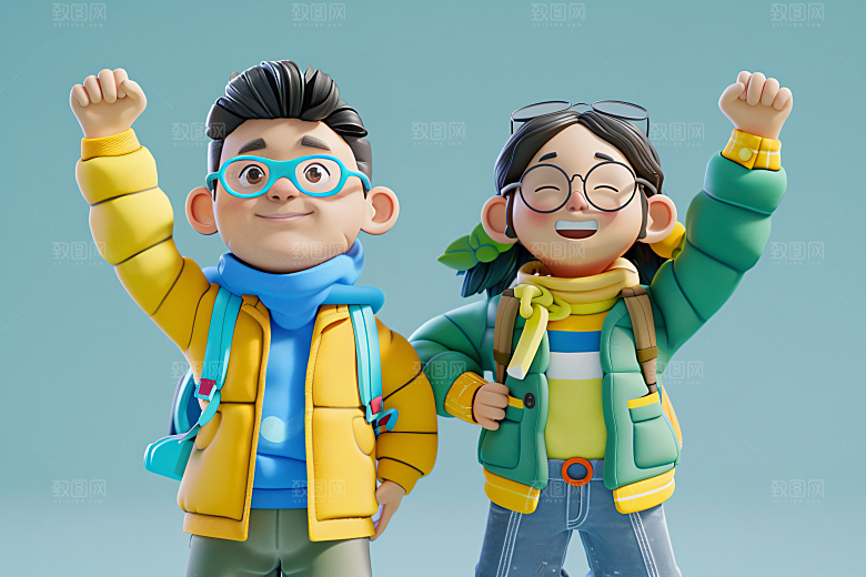 青年动态C4D模型