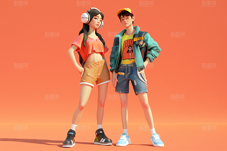 青年欢乐卡通模型
