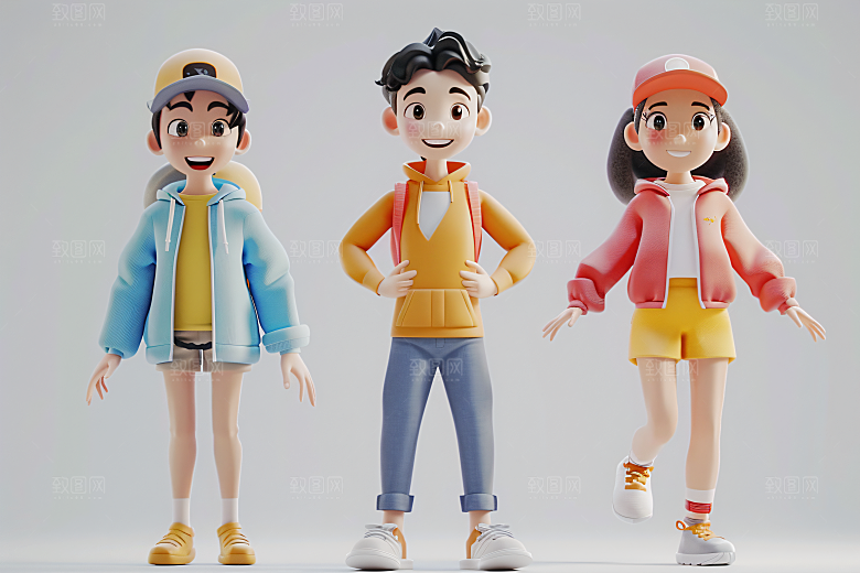 青年学生3D模型