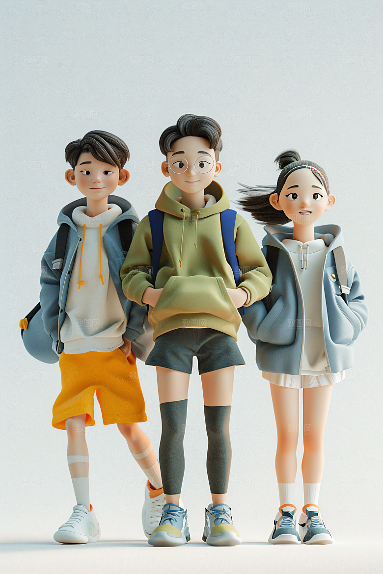 青年彩色学生模型