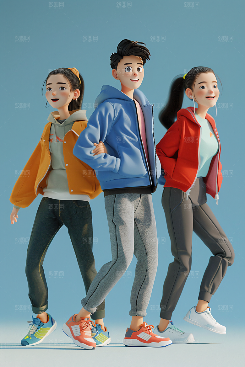 青年学生卡通模型