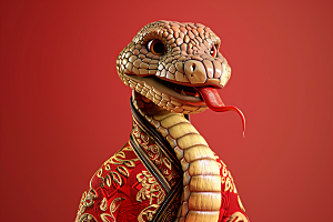 拟人蛇蛇年IP模型