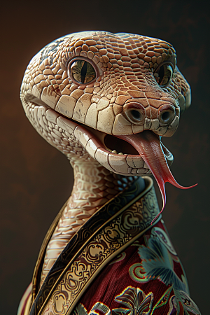 拟人蛇十二生肖蛇年模型