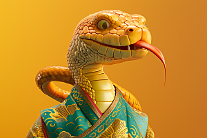 拟人蛇蛇年3D模型