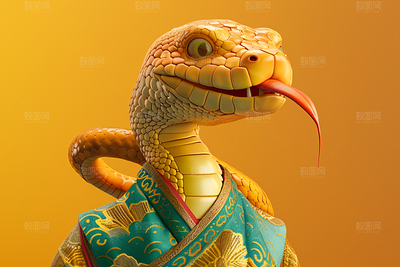 拟人蛇蛇年3D模型