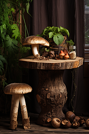 牛肝菌蘑菇自然摄影图