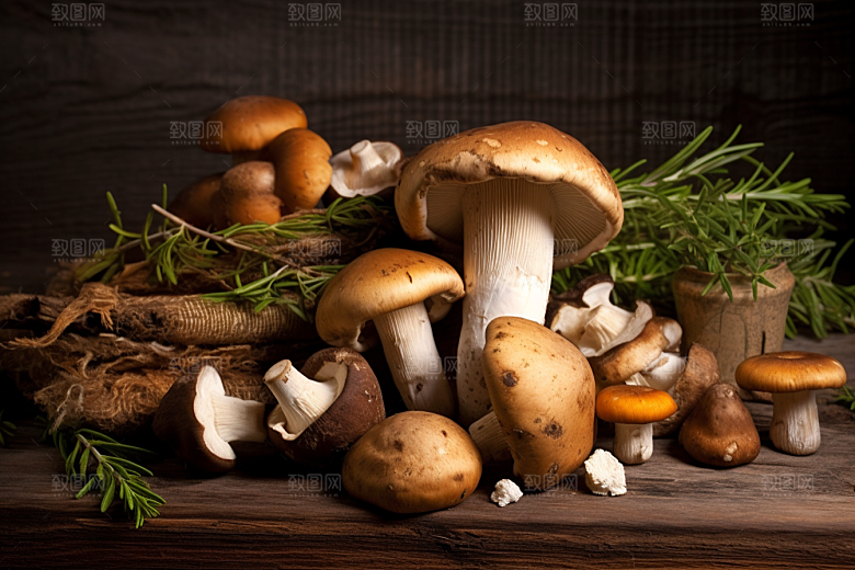 牛肝菌野味蘑菇摄影图