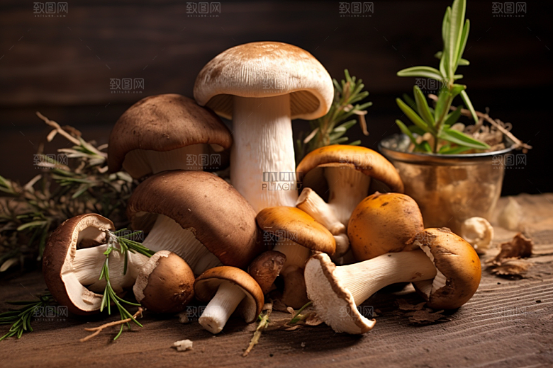 牛肝菌菌菇野味摄影图