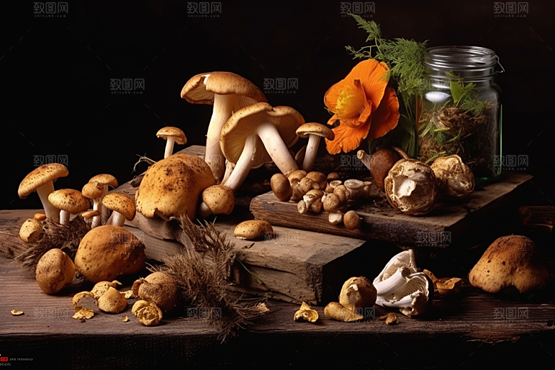 牛肝菌野味美味摄影图