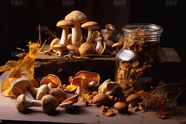 牛肝菌蘑菇山林摄影图