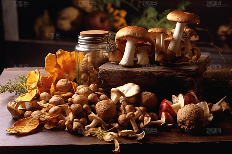 牛肝菌菌菇新鲜摄影图
