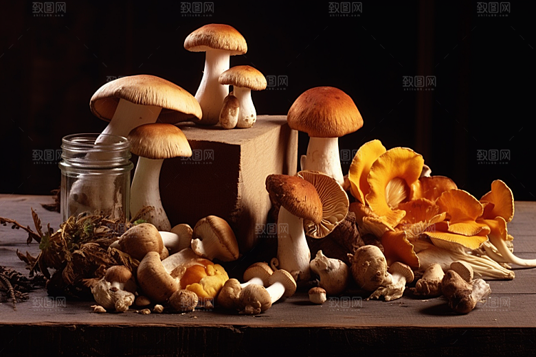 牛肝菌蘑菇美味摄影图