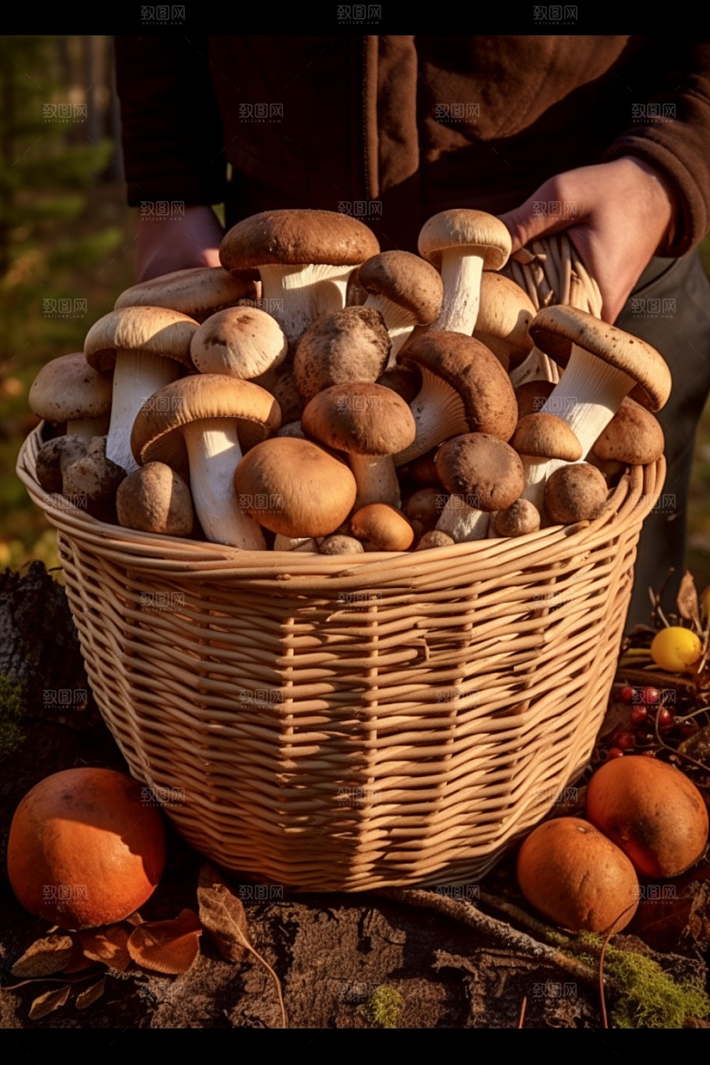 牛肝菌野味菌子摄影图