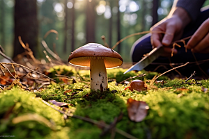 牛肝菌蘑菇美食摄影图
