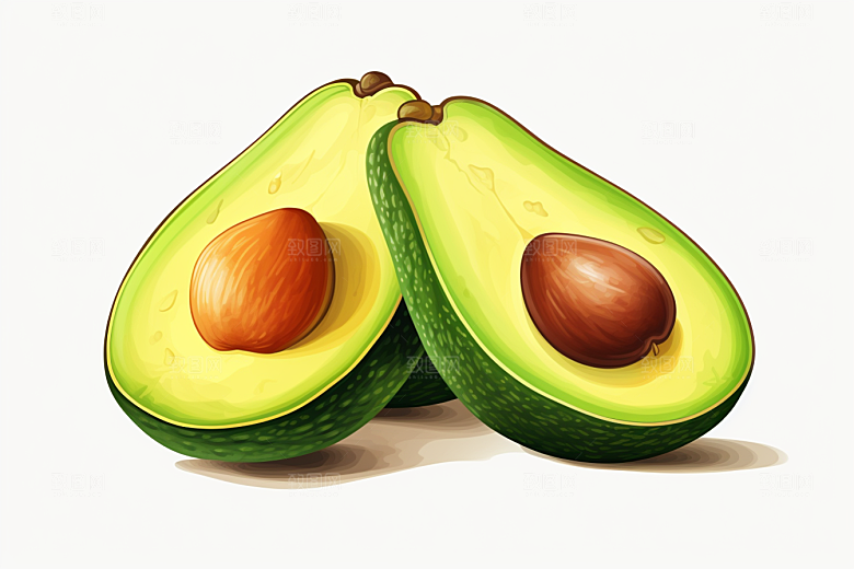 牛油果新鲜美食插画