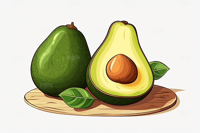 牛油果美食新鲜插画