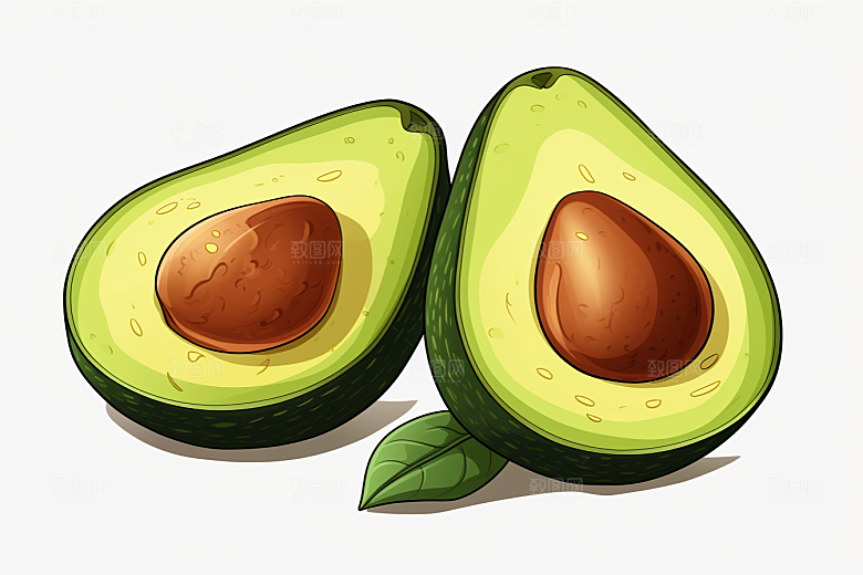 牛油果新鲜美食插画