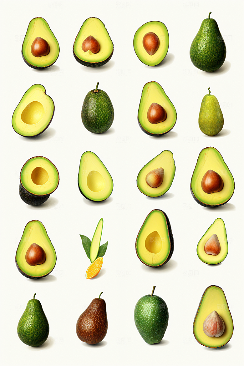 牛油果健康植物插画