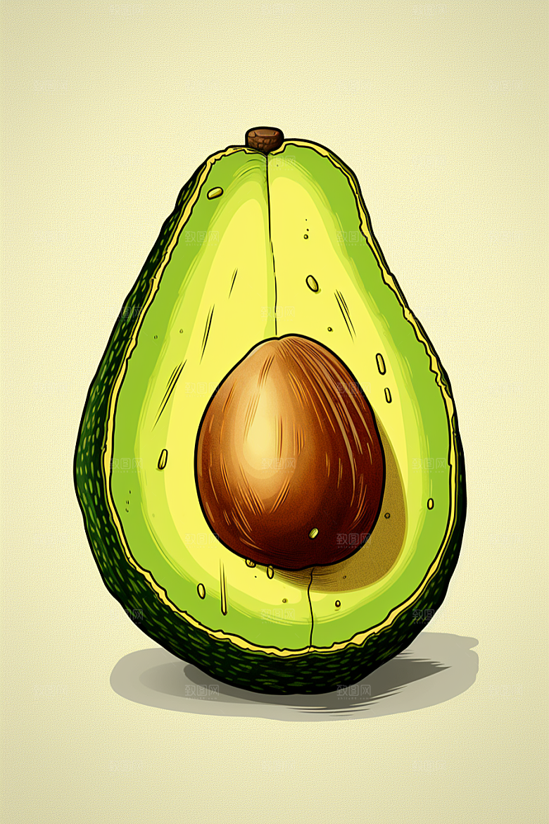 牛油果美食高清插画