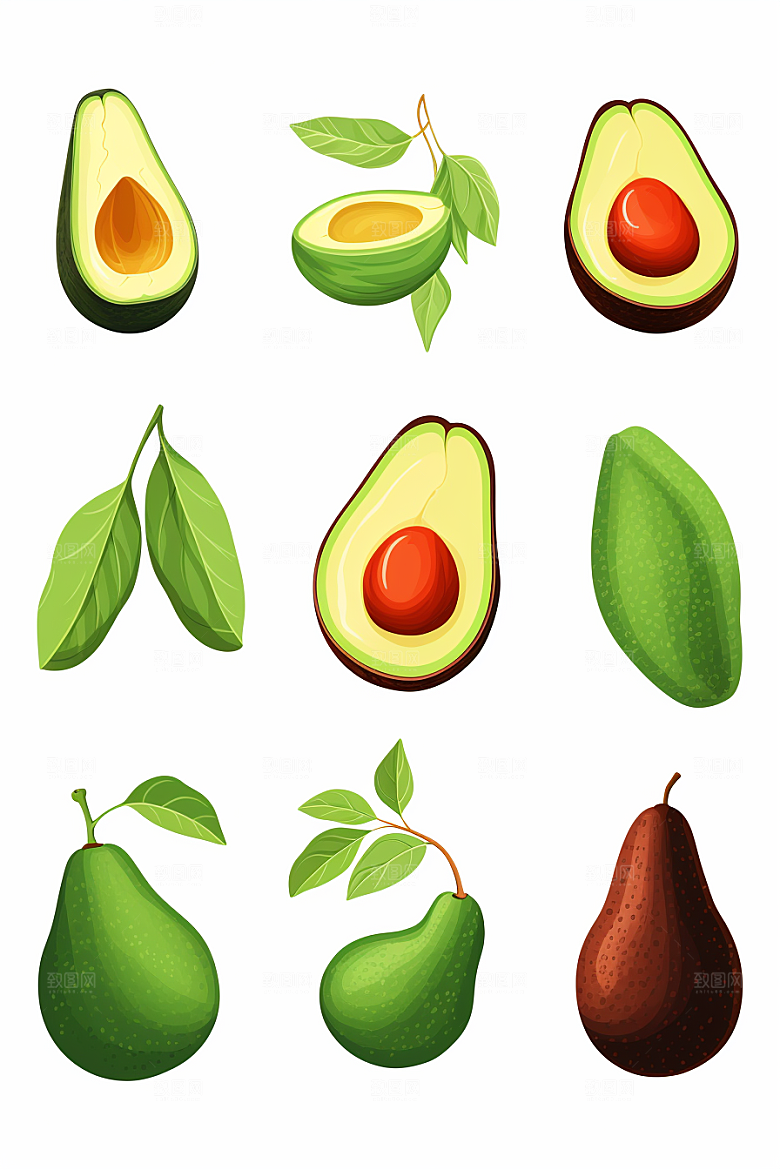 牛油果高清清新插画