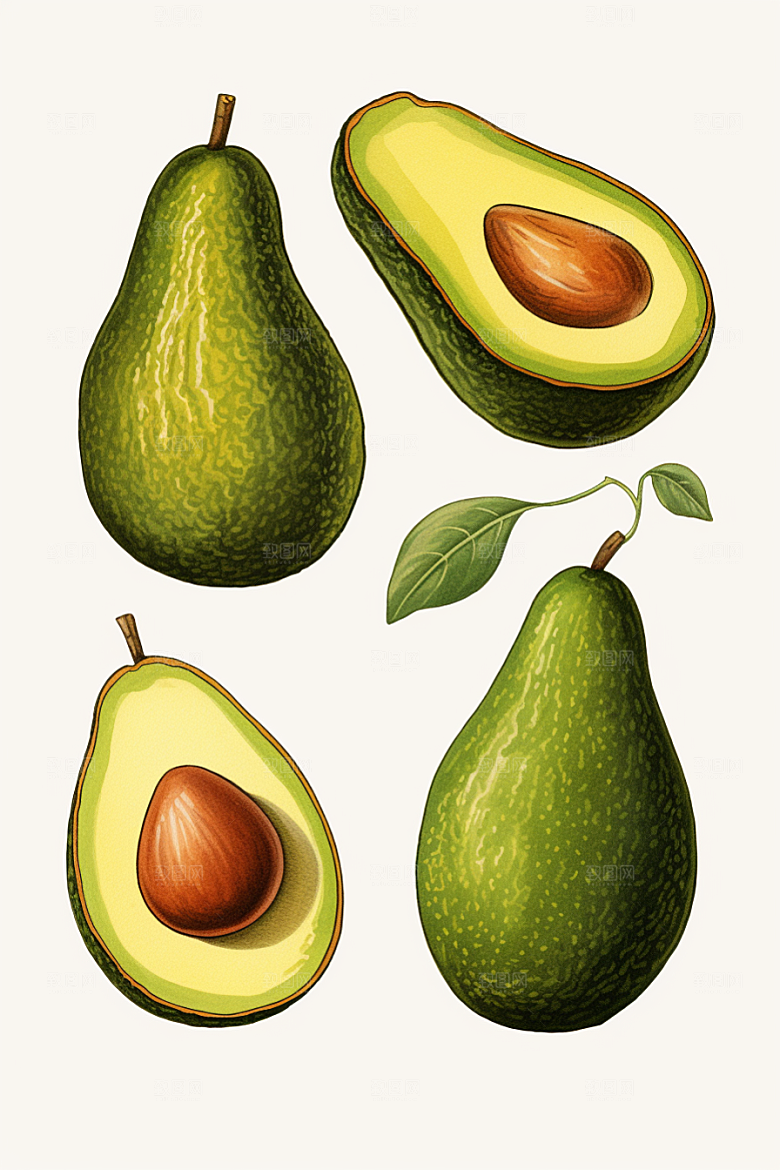 牛油果美食高清插画