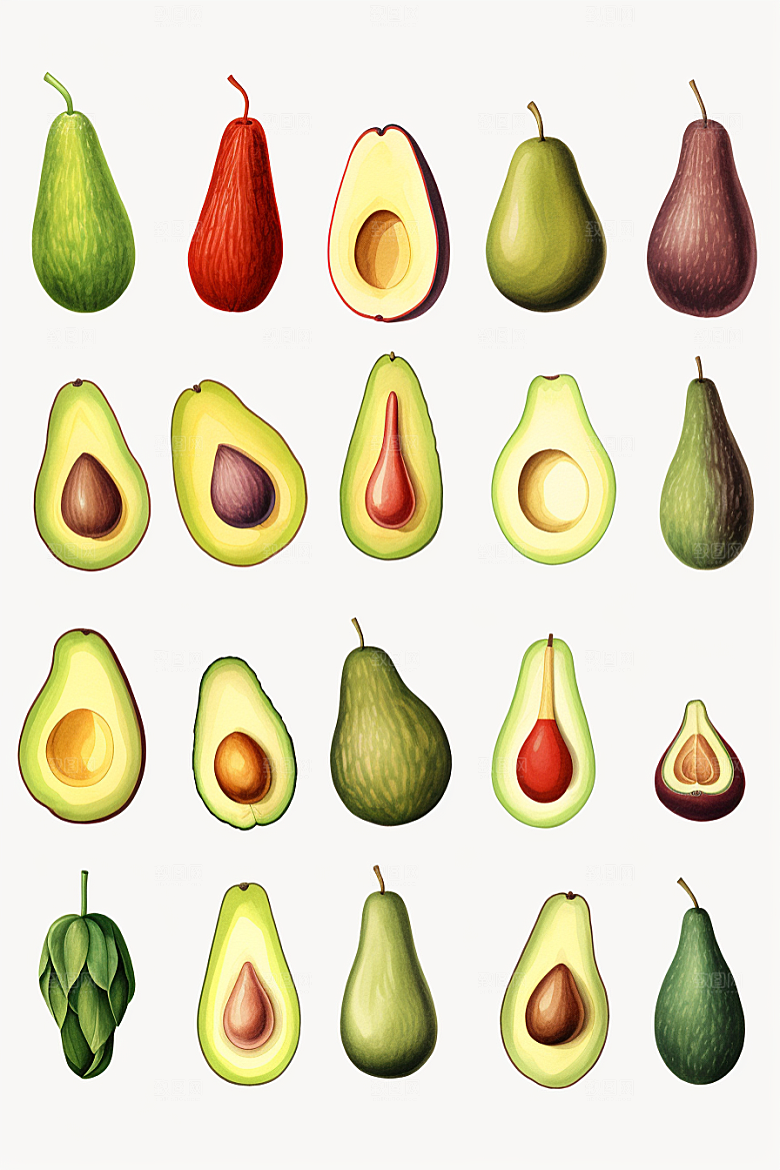牛油果高清美食插画