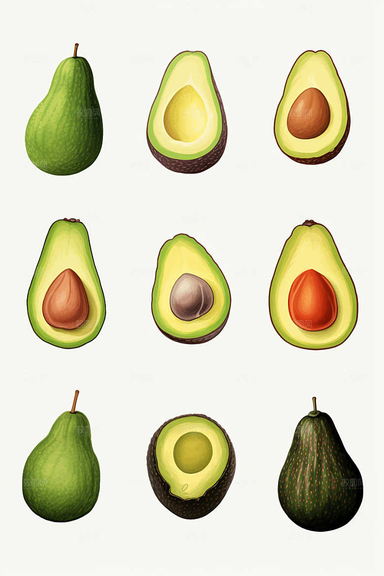 牛油果轻食植物插画