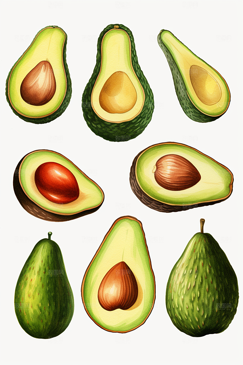 牛油果清新轻食插画