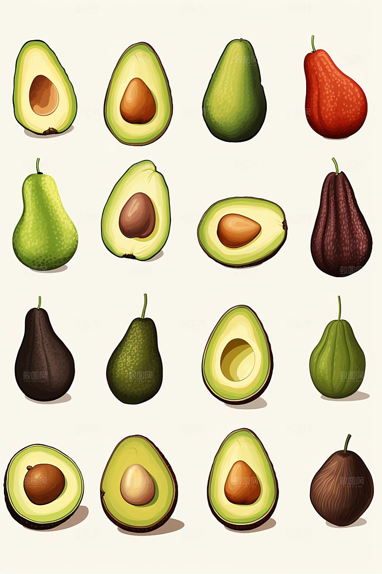 牛油果美食高清插画