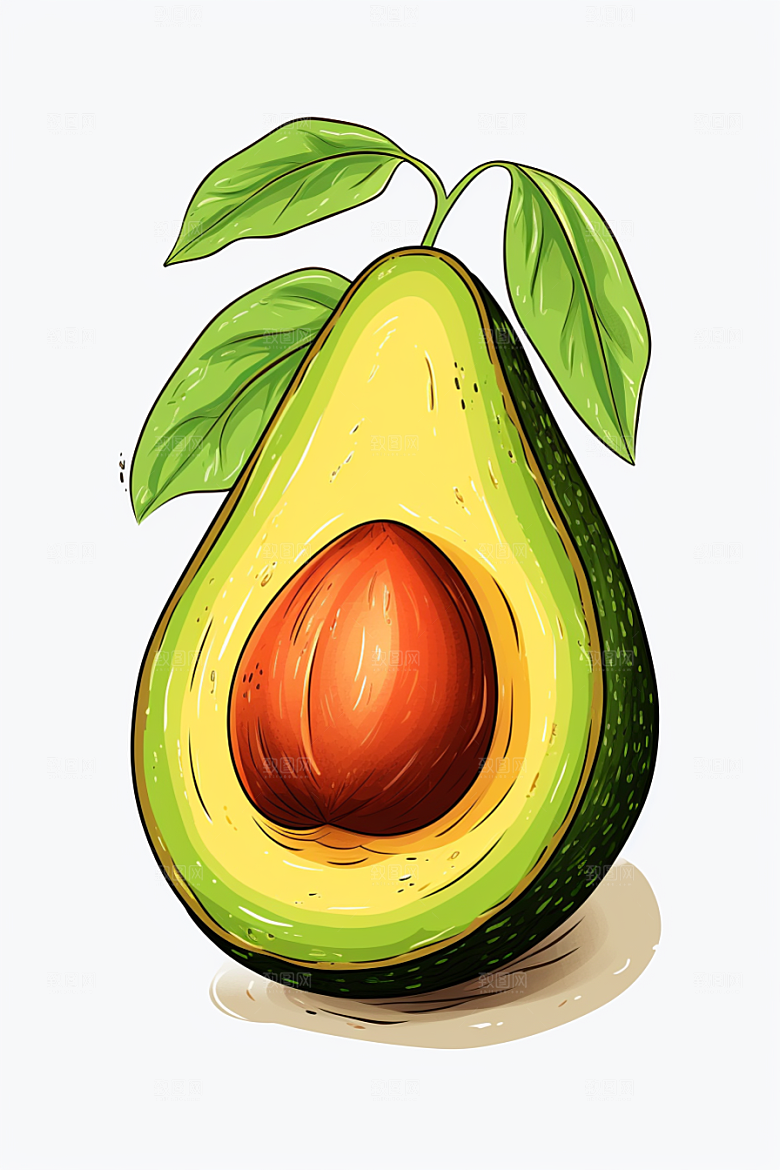 牛油果新鲜美食插画