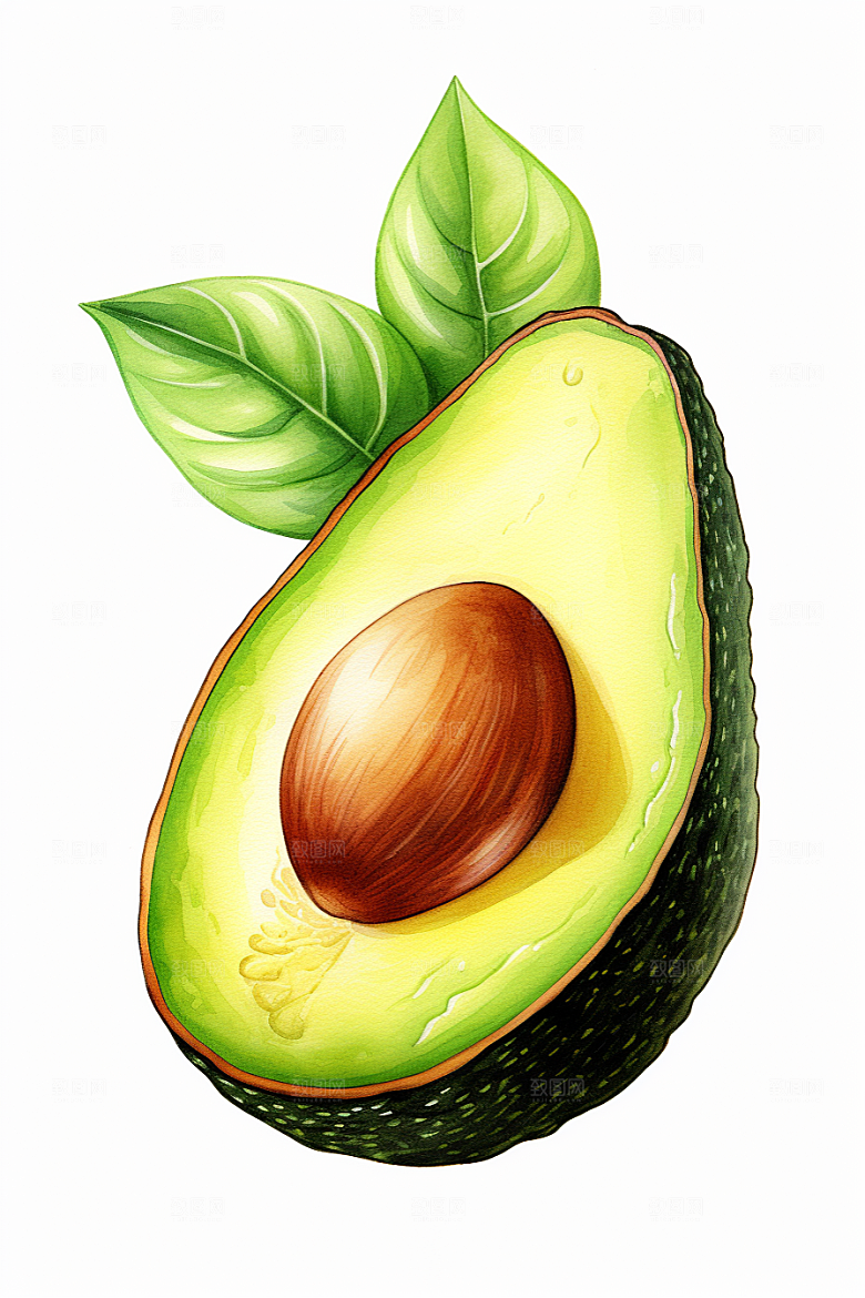 牛油果新鲜美食插画