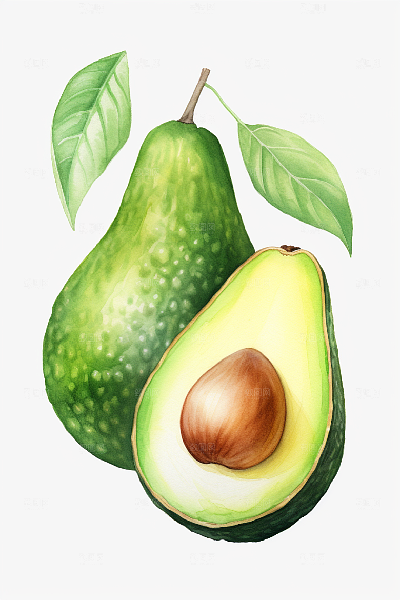 牛油果新鲜清新插画