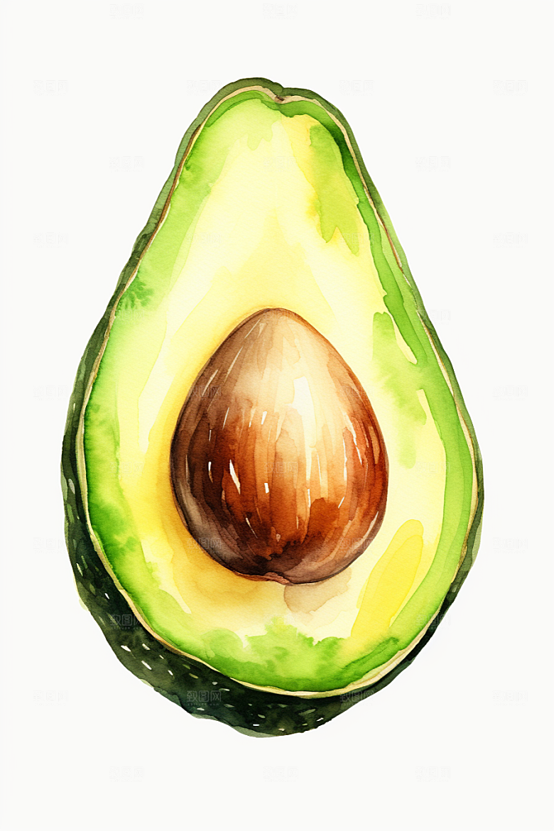 牛油果水果新鲜插画