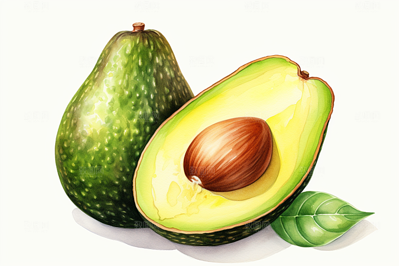 牛油果清新手绘插画