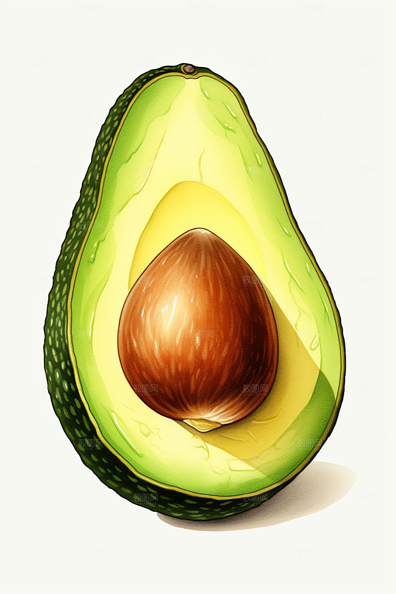 牛油果美食新鲜插画