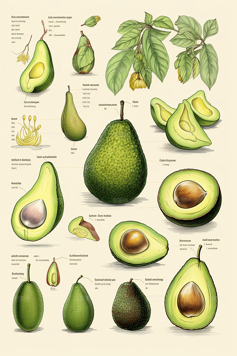 牛油果新鲜轻食插画