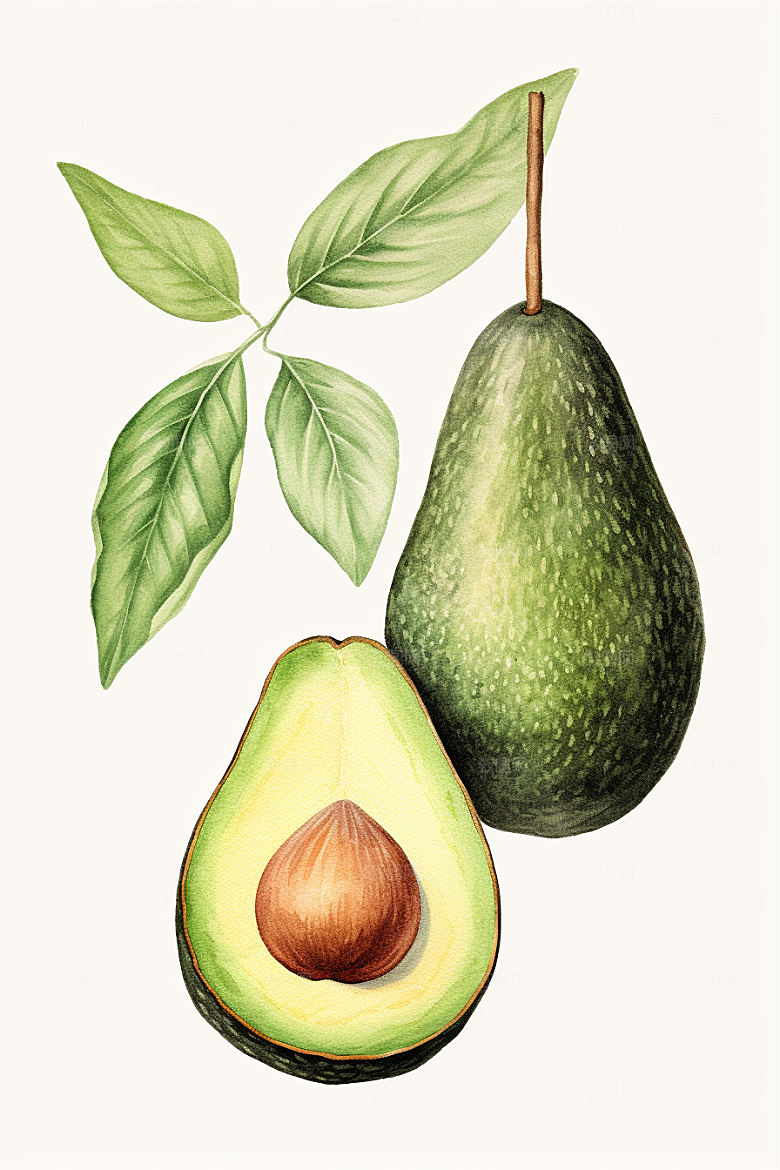 牛油果美食新鲜插画