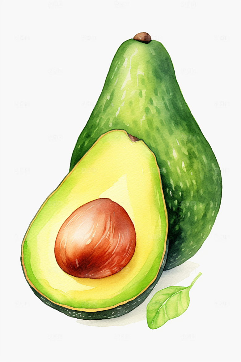 牛油果水果清新插画