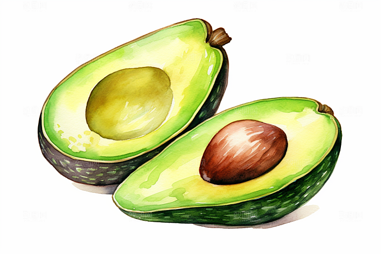 牛油果轻食清新插画