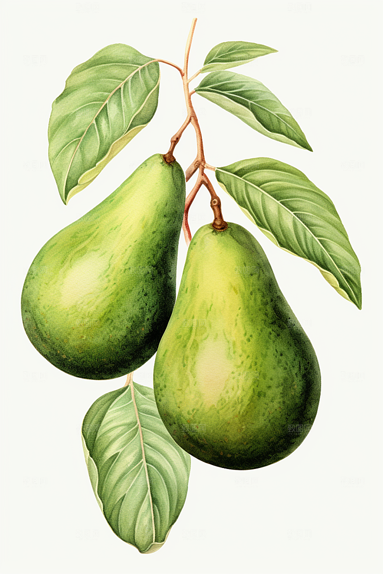 牛油果植物美食插画