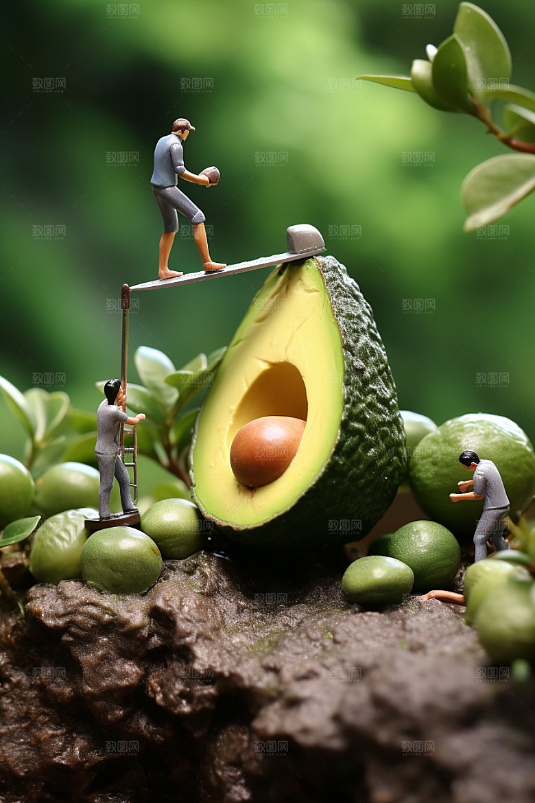 牛油果立体3D微距小人